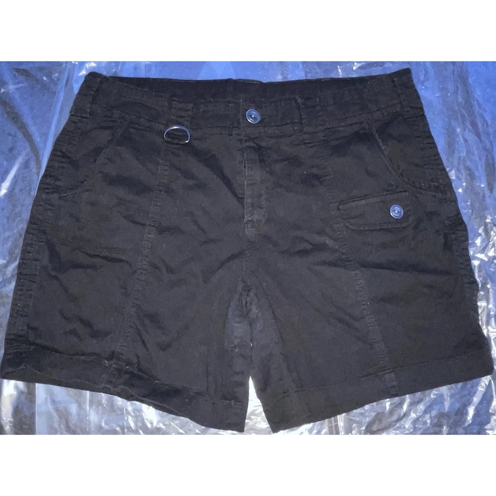 Style & Co Womens Stretch Shorts Black Size 12 Flat Front Cargo Casual Cotton